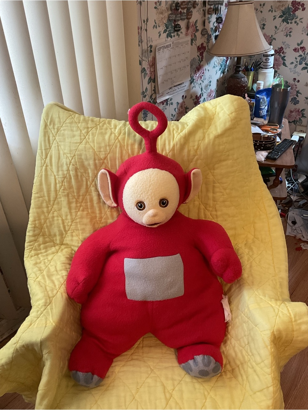 Vintage 1998 Red Plush Teletubby PO Cuddle Pillow Toy 32”